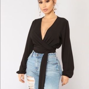 Black blouse wrap/tie top!